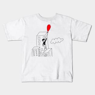 Balloon Boy in the Clouds Kids T-Shirt